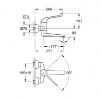 MONOMANDO LAVABO MURAL EUROECO GROHE